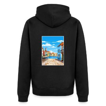 Aveiro Portugal Vintage voyage affiche WPA Souvenir - Veste à capuche bio Premium Unisexe - noir - Dos - Nico (187cm)