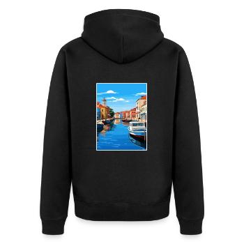 Aveiro Portugal Vintage voyage affiche WPA Souvenir - Veste à capuche bio Premium Unisexe - noir - Dos - Nico (187cm)