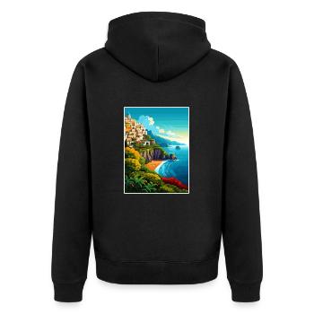 Amalfi Italie Décoration Vintage Voyage Affiche WPA - Veste à capuche bio Premium Unisexe - noir - Dos - Nico (187cm)