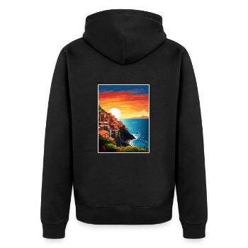 Cinque Terre Italie Décoration Patmos Affiche De Voyage - Veste à capuche bio Premium Unisexe - noir - Dos - Nico (187cm)