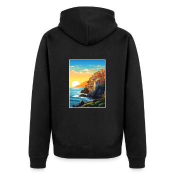 Cinque Terre Italie Décoration Patmos Affiche De Voyage - Veste à capuche bio Premium Unisexe - noir - Dos - Nico (187cm)
