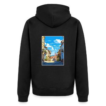 Braga Portugal Vintage voyage affiche WPA Souvenir - Veste à capuche bio Premium Unisexe - noir - Dos - Nico (187cm)