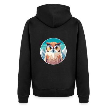Eule Aquarell Karikatur Kawaii Haustier Tier Bunt - Unisex Premium Bio Zip Hoodie - Schwarz - Hinten - Nico (187cm)