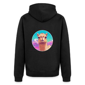 Camel Watercolor Cartoon Kawaii Pet Animal Colorfu - Unisex Premium Organic Zip Hoodie - black - Back - Nico (187cm)