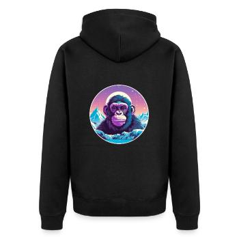 Chimpanzé aquarelle dessin animé kawaii animal de compagnie Co - Veste à capuche bio Premium Unisexe - noir - Dos - Nico (187cm)