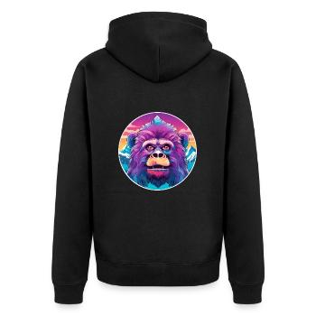 Babouin Aquarelle Dessin Animé Kawaii Animal De Compagnie Colorf - Veste à capuche bio Premium Unisexe - noir - Dos - Nico (187cm)