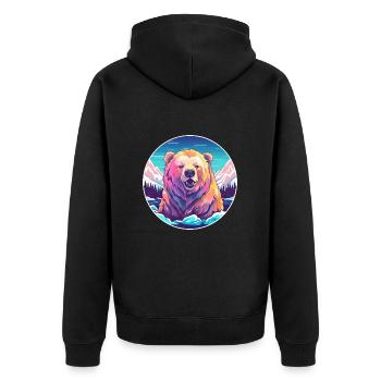 Bär Aquarell Karikatur Kawaii Haustier Tier Bunt - Unisex Premium Bio Zip Hoodie - Schwarz - Hinten - Nico (187cm)