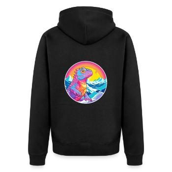 Chameleon Watercolor Cartoon Kawaii Pet Animal Col - Unisex Premium Organic Zip Hoodie - black - Back - Nico (187cm)