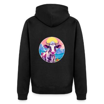 Vache Aquarelle Dessin Animé Kawaii Animal De Compagnie Coloré - Veste à capuche bio Premium Unisexe - noir - Dos - Nico (187cm)