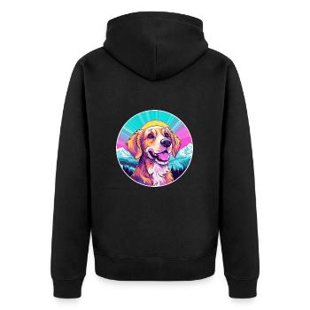 Chien Aquarelle Dessin Animé Kawaii Animal De Compagnie Animal Coloré - Veste à capuche bio Premium Unisexe - noir - Dos - Nico (187cm)