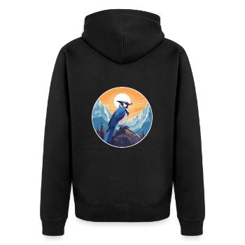 Blue Jay Watercolor Cartoon Kawaii Pet Animal Colo - Unisex Premium Organic Zip Hoodie - black - Back - Nico (187cm)