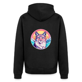 Lynx Watercolor Cartoon Kawaii Pet Animal Colorful - Unisex Premium Organic Zip Hoodie - black - Back - Nico (187cm)