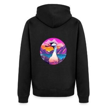 Oie Aquarelle Dessin Animé Kawaii Animal De Compagnie Colorfu - Veste à capuche bio Premium Unisexe - noir - Dos - Nico (187cm)
