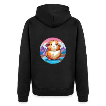 Cochon d’Inde aquarelle dessin animé Kawaii Pet Animal Co - Veste à capuche bio Premium Unisexe - noir - Dos - Nico (187cm)