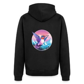 Colibri Aquarelle Dessin Animé Kawaii Animal De Compagnie C - Veste à capuche bio Premium Unisexe - noir - Dos - Nico (187cm)