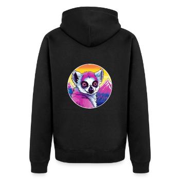 Lemur Watercolor Cartoon Kawaii Pet Animal Colorfu - Unisex Premium Organic Zip Hoodie - black - Back - Nico (187cm)