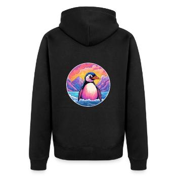 Pingouin Aquarelle Dessin Animé Kawaii Animal De Compagnie Animal Couleur - Veste à capuche bio Premium Unisexe - noir - Dos - Nico (187cm)