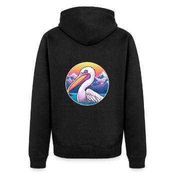 Pélican Aquarelle Dessin Animé Kawaii Animal De Compagnie Animal Couleur - Veste à capuche bio Premium Unisexe - noir - Dos - Nico (187cm)