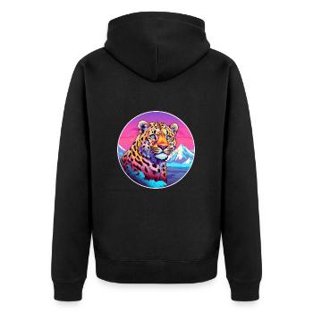 Leopard Watercolor Cartoon Kawaii Pet Animal Color - Unisex Premium Organic Zip Hoodie - black - Back - Nico (187cm)