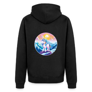 Poney Aquarelle Dessin Animé Kawaii Animal De Compagnie Coloré - Veste à capuche bio Premium Unisexe - noir - Dos - Nico (187cm)