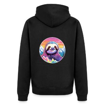 Sloth Watercolor Cartoon Kawaii Pet Animal Colorfu - Unisex Premium Organic Zip Hoodie - black - Back - Nico (187cm)