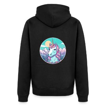 Licorne Aquarelle Dessin Animé Kawaii Animal De Compagnie Animal Couleur - Veste à capuche bio Premium Unisexe - noir - Dos - Nico (187cm)