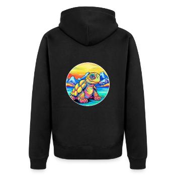 Tortue Aquarelle Dessin Animé Kawaii Animal De Compagnie Colorf - Veste à capuche bio Premium Unisexe - noir - Dos - Nico (187cm)