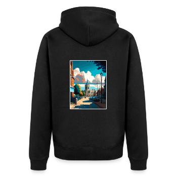 Rochester England Kent Vintage Reiseposter WPA - Unisex Premium Bio Zip Hoodie - Schwarz - Hinten - Nico (187cm)
