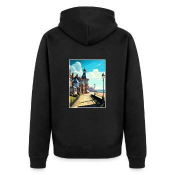 Herne Bay England Kent Vintage Travel Poster WPA - Unisex Premium Organic Zip Hoodie - black - Back - Nico (187cm)