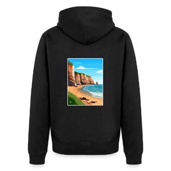 Torquay Cliffs England Vintage Travel Poster WPA - Unisex Premium Organic Zip Hoodie - black - Back - Nico (187cm)