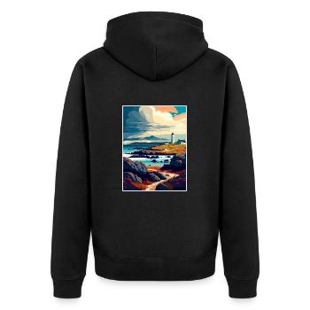 Isle Of Islay Schottland Vintage Reiseposter WPA - Unisex Premium Bio Zip Hoodie - Schwarz - Hinten - Nico (187cm)