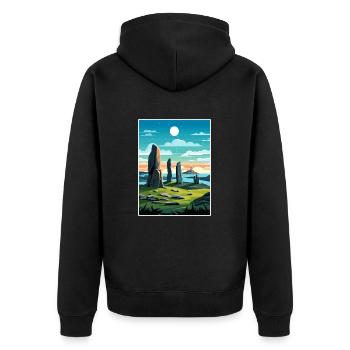Île de Lewis Ecosse Vintage voyage affiche WPA - Veste à capuche bio Premium Unisexe - noir - Dos - Nico (187cm)