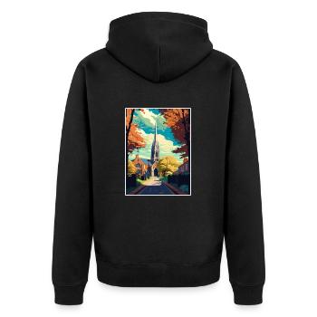 Chichester England Deko Vintage Reiseposter WPA - Unisex Premium Bio Zip Hoodie - Schwarz - Hinten - Nico (187cm)