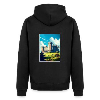 Château de Culzean Ecosse Vintage voyage affiche WPA - Veste à capuche bio Premium Unisexe - noir - Dos - Nico (187cm)