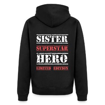 Meilleure soeur Star Dicton - Veste à capuche bio Premium Unisexe - noir - Dos - Nico (187cm)
