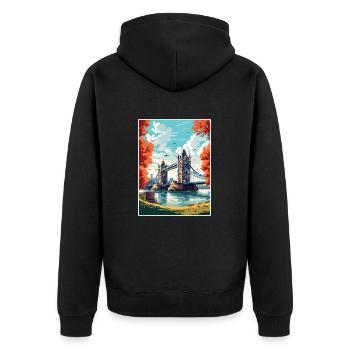 Tower Bridge England Vintage Travel Poster WPA Art - Unisex Premium Organic Zip Hoodie - black - Back - Nico (187cm)