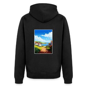 Portholland Cornwall Vintage voyage affiche WPA Art - Veste à capuche bio Premium Unisexe - noir - Dos - Nico (187cm)
