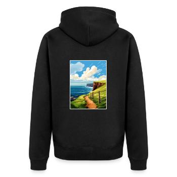 Isle Of Hoy Scotland Vintage Travel Poster WPA Art - Unisex Premium Organic Zip Hoodie - black - Back - Nico (187cm)