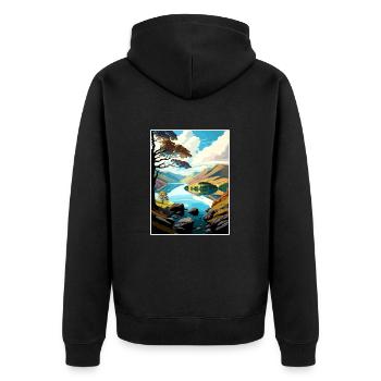 Ullswater Decoration Vintage Travel Poster WPA Art - Unisex Premium Organic Zip Hoodie - black - Back - Nico (187cm)