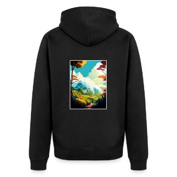 Eden Project England Vintage Reiseposter WPA Kunst - Unisex Premium Bio Zip Hoodie - Schwarz - Hinten - Nico (187cm)