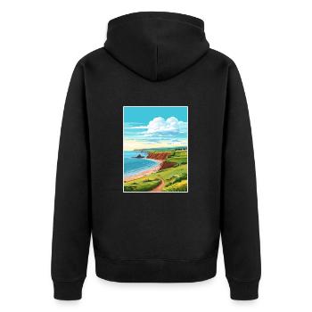 St Bees Head Cumbria Vintage Travel Poster WPA Art - Unisex Premium Organic Zip Hoodie - black - Back - Nico (187cm)