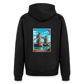 Tower Bridge England Vintage Travel Poster WPA Art - Unisex Premium Organic Zip Hoodie - black - Back - Nico (187cm)