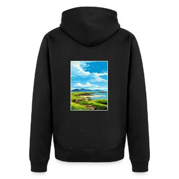 Île de Muck Ecosse Vintage voyage affiche WPA - Veste à capuche bio Premium Unisexe - noir - Dos - Nico (187cm)