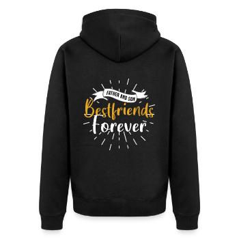 father and son - Unisex Premium Bio Zip Hoodie - Schwarz - Hinten - Nico (187cm)
