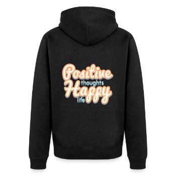 Positive - Unisex Premium Bio Zip Hoodie - Schwarz - Hinten - Nico (187cm)