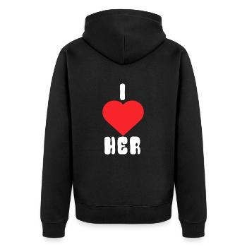 Je l’aime - Veste à capuche bio Premium Unisexe - noir - Dos - Nico (187cm)