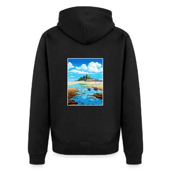 Marazion Cornwall Vintage voyage affiche Souvenir - Veste à capuche bio Premium Unisexe - noir - Dos - Nico (187cm)