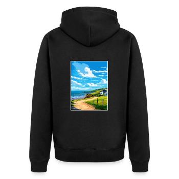 Polzeath Cornwall Vintage voyage affiche Souvenir - Veste à capuche bio Premium Unisexe - noir - Dos - Nico (187cm)