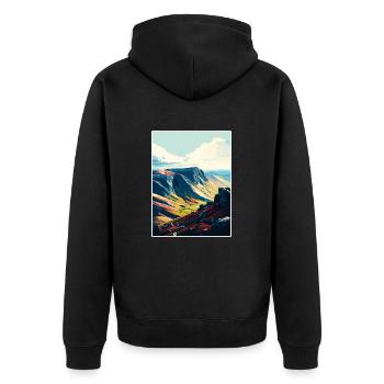 Helvellyn England Vintage Reiseposter Souvenir - Unisex Premium Bio Zip Hoodie - Schwarz - Hinten - Nico (187cm)