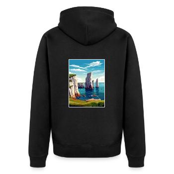 Beachy Head Sussex Vintage voyage affiche Souvenir - Veste à capuche bio Premium Unisexe - noir - Dos - Nico (187cm)